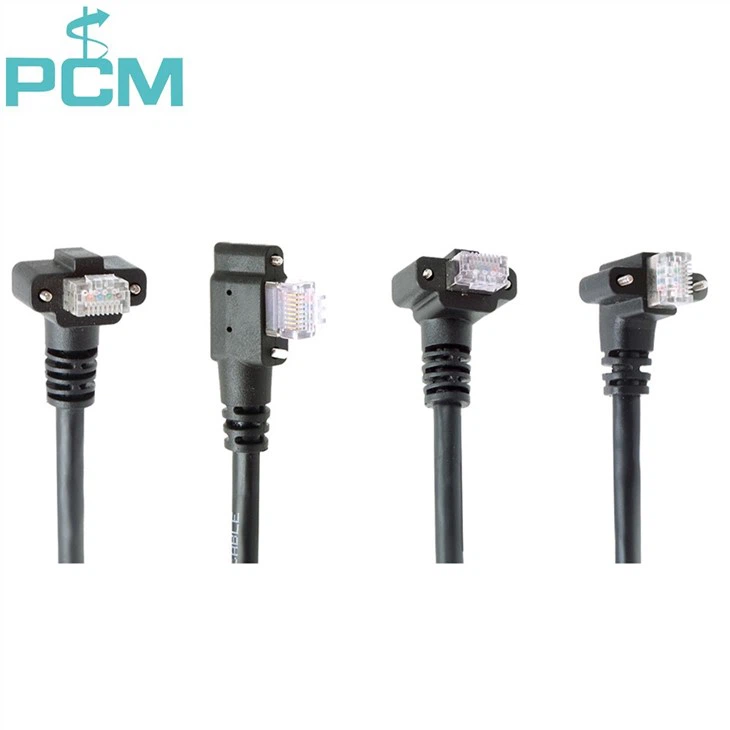 GigE High Flex RJ45 Cable Vertical Left Angle Exit W/Thumbscrews