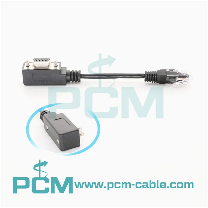 Angled DB9 Female to RJ45 Male Serial Adapter