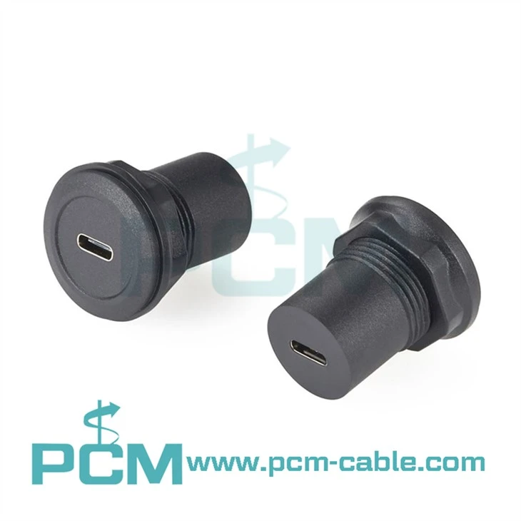 جک USB C به جک USB C آداپتور نصب پانل گرد
