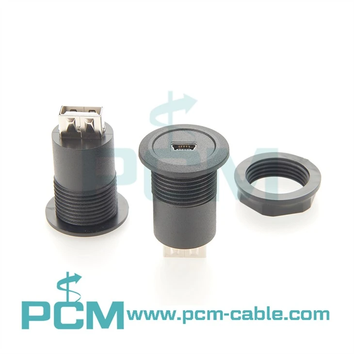 Panel Mount USB Mini B Jack to USB A Jack Adapter - Reliable Data and Power Transfer