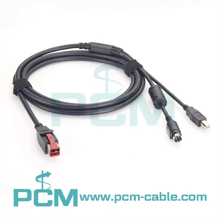 Powered USB 24V Split Cable USB Data Hosiden Power for POS Systems