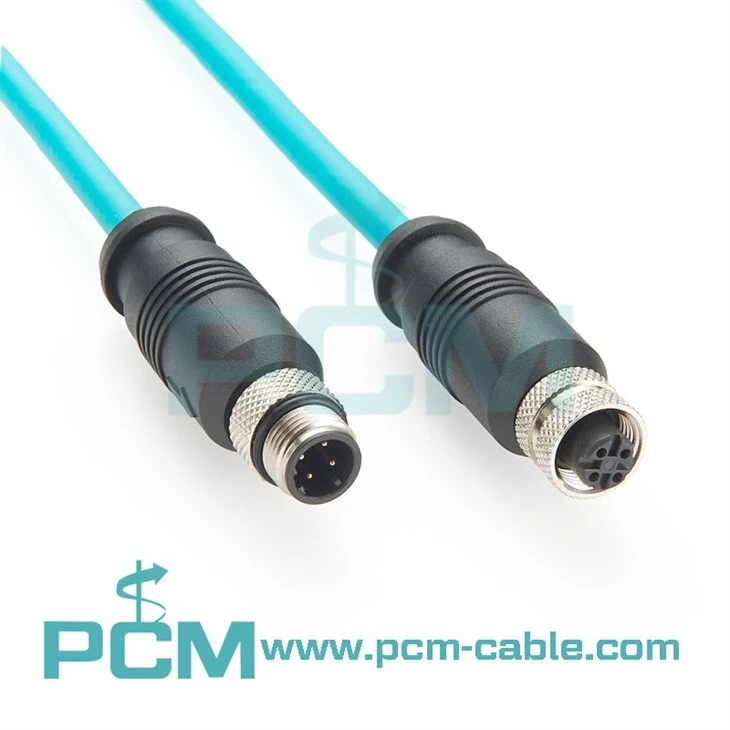Industrial Ethernet Cable M12 4 Pin D Code Male to Female for Machine Vision and Sensors