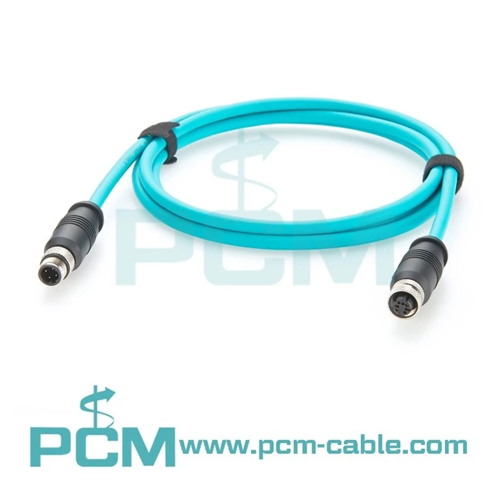 High-Durability M12 4 Pin D Code Cable for Baumer, Keyence, and SICK Sensors – 10 Million Drag Chain Cycles