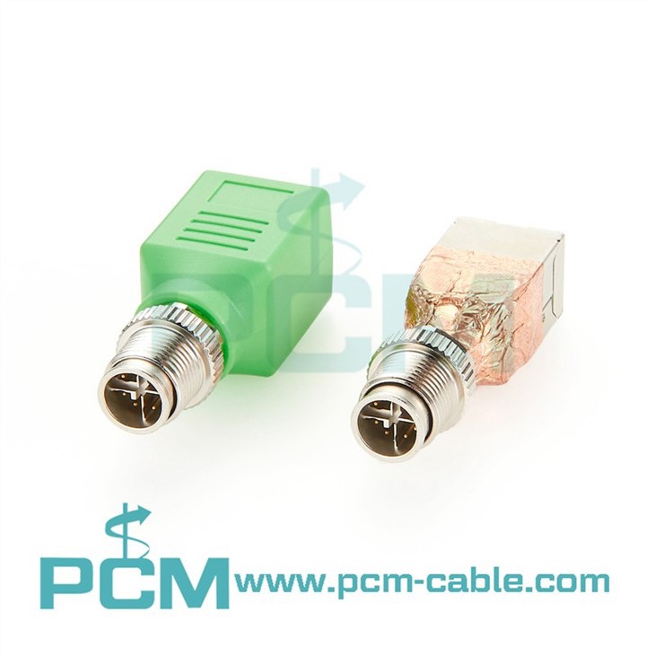Waterproof IP67 M12 X-code Male to RJ45 Female Jack, 8 Pin, Category 6A, 10gig