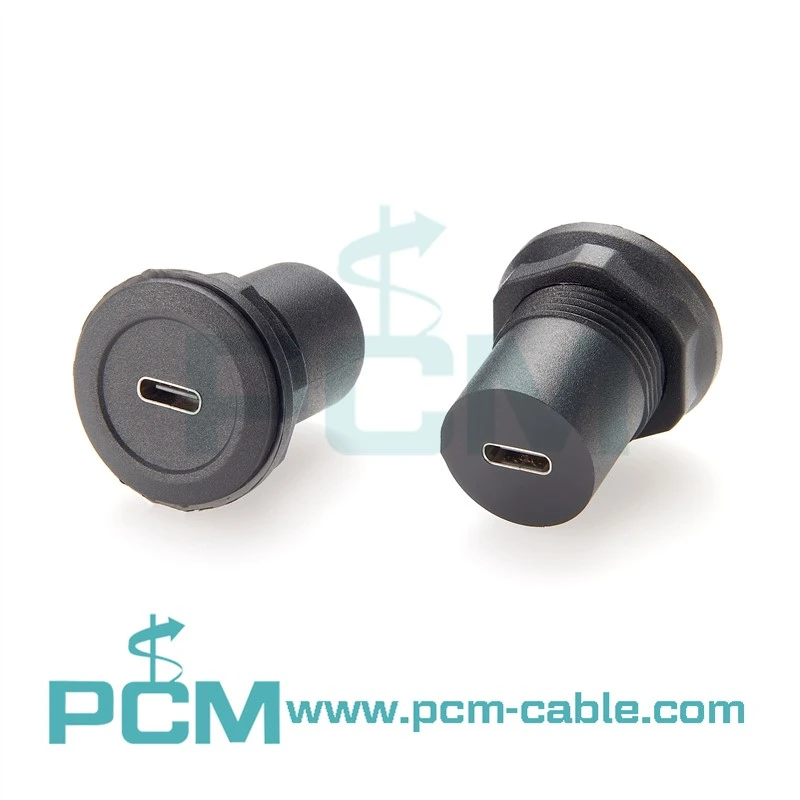 USB C bulkhead panel mount feedthru connector USB C bulkhead panel mount feedthru connector