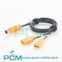 M12 A کد 8 پین به کابل USB دوگانه A
